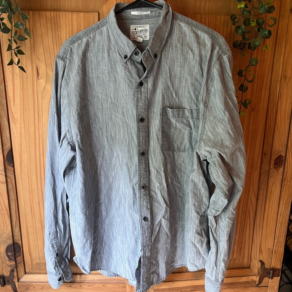 Lucky Brand Men's Casual Gray Button-Down Shirt